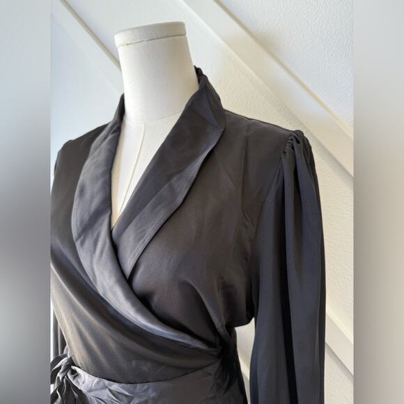 NWT Keepsake The Label Kennedy Long Sleeve Wrap Mini Dress Black Size 8 (AUS 12) - Picture 3 of 9